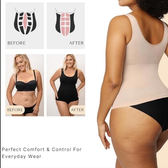 NWT Shapellx Tank Shapewear Cami Stretch 3X/4X Plus Size Brown - Picture 4 of 10